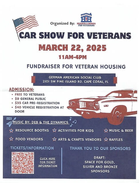 Hearts and Homes: Car Show for Veterans March 22, 2025