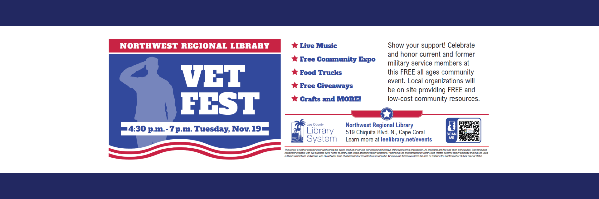 Northwest Regional Library Vet Fest - 4:30 P.M. - 7 P.M. Tuesday, November 19th